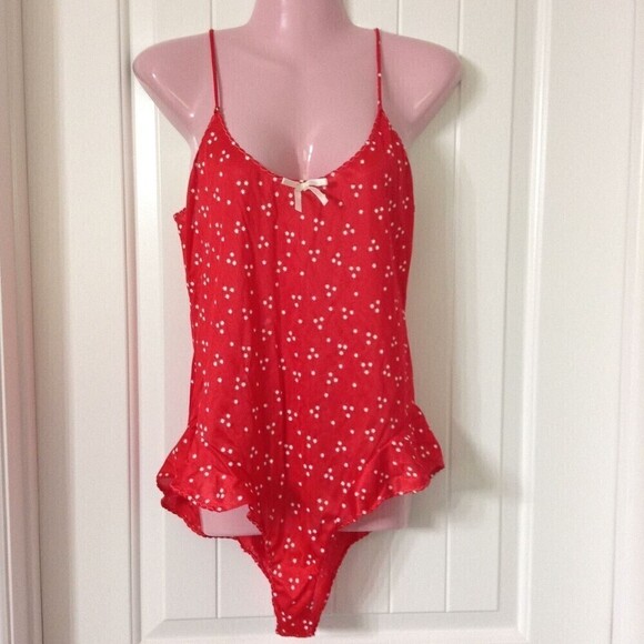 Vintage Undercover Wear Body Suit Teddy Small Red with White Stars - Picture 1 of 4